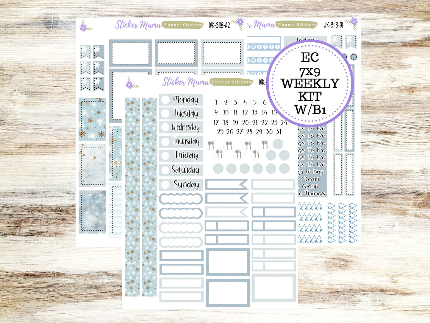 ERIN CONDREN WK-3118 || Arctic Frost || Weekly Planner Kit || Erin Condren || Hourly Planner Kit || Vertical Planner Kit