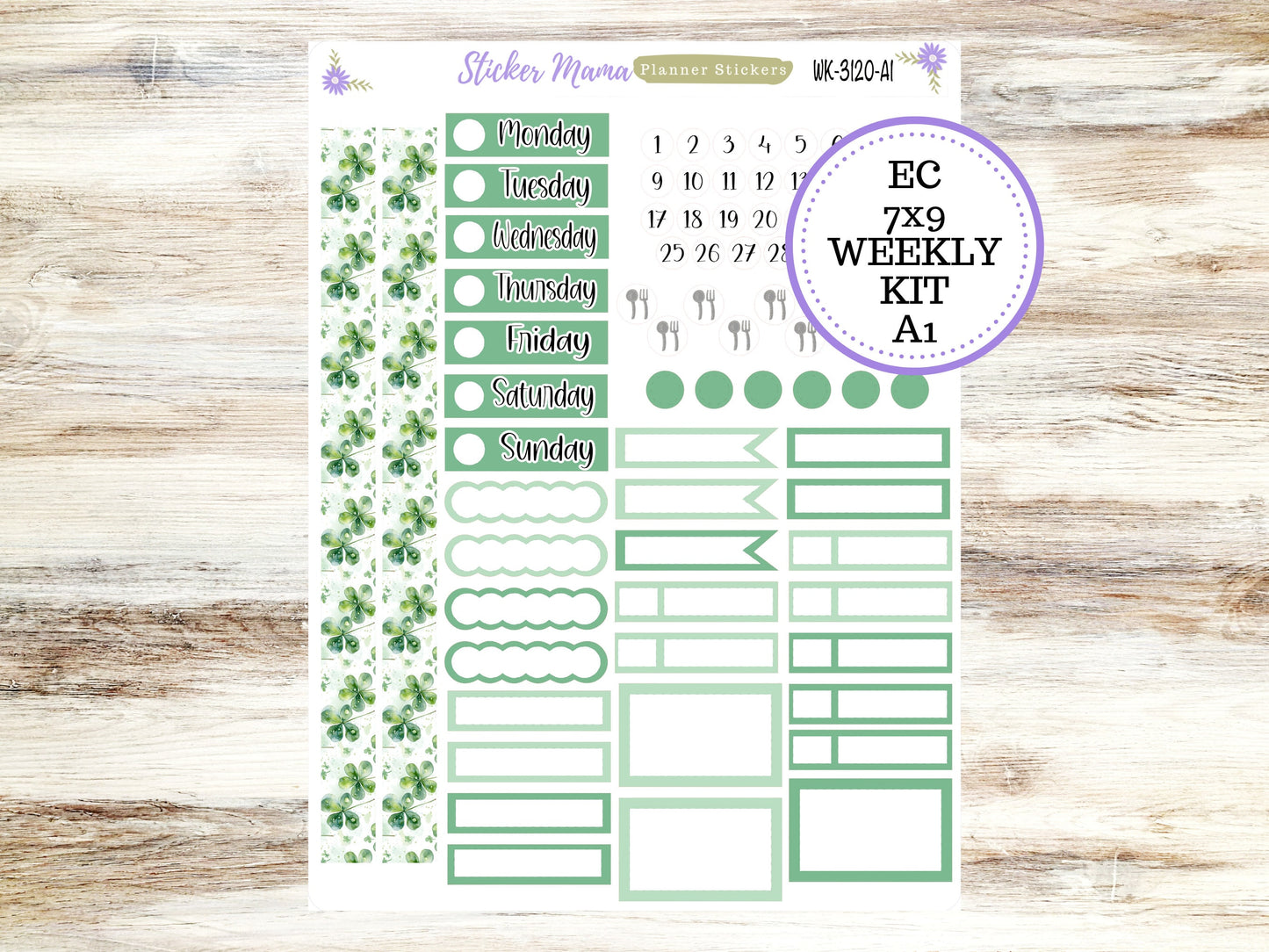 ERIN CONDREN WK-3120 || Shamrock Magic || Weekly Planner Kit || Erin Condren || Hourly Planner Kit || Vertical Planner Kit