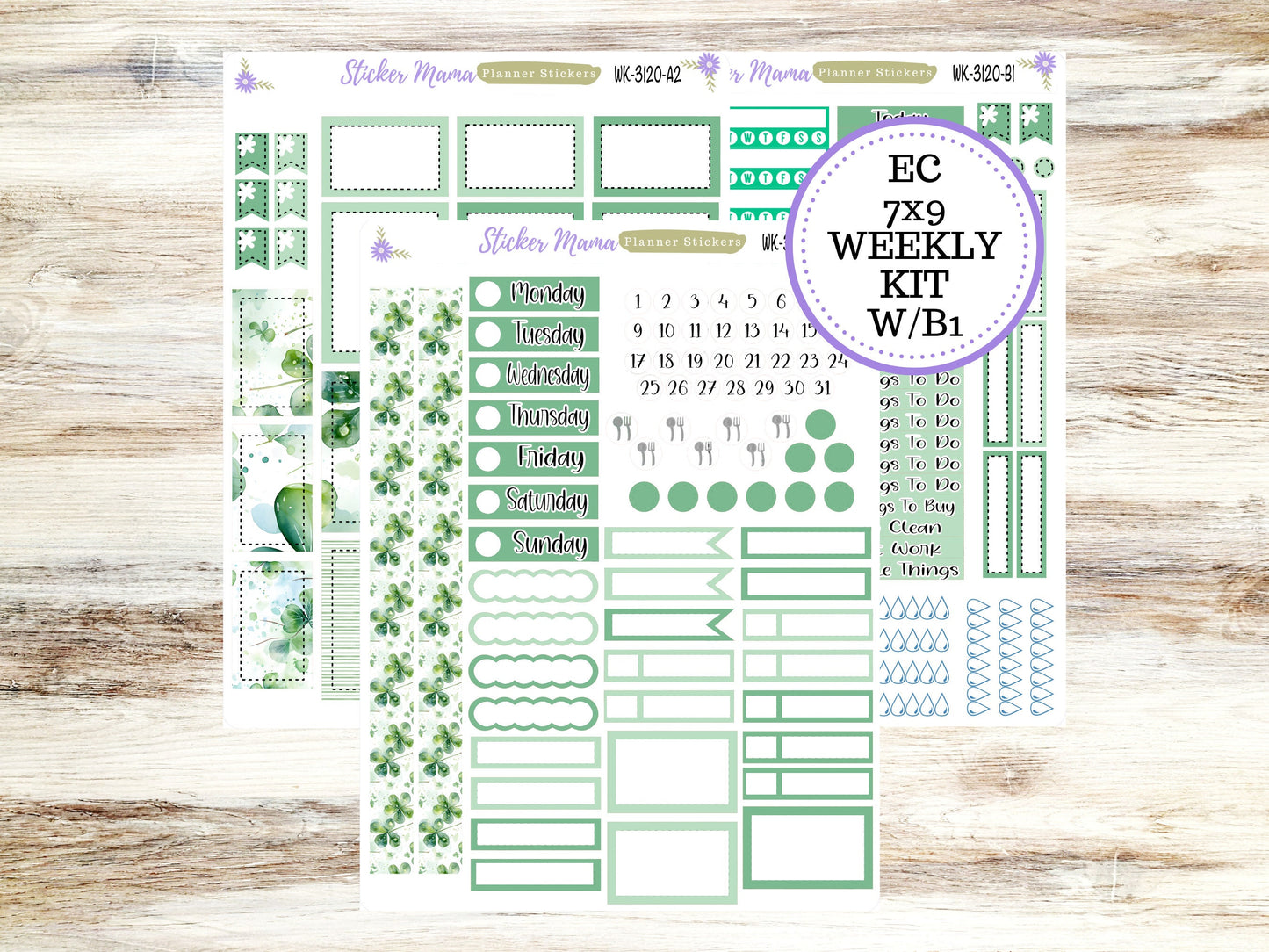 ERIN CONDREN WK-3120 || Shamrock Magic || Weekly Planner Kit || Erin Condren || Hourly Planner Kit || Vertical Planner Kit