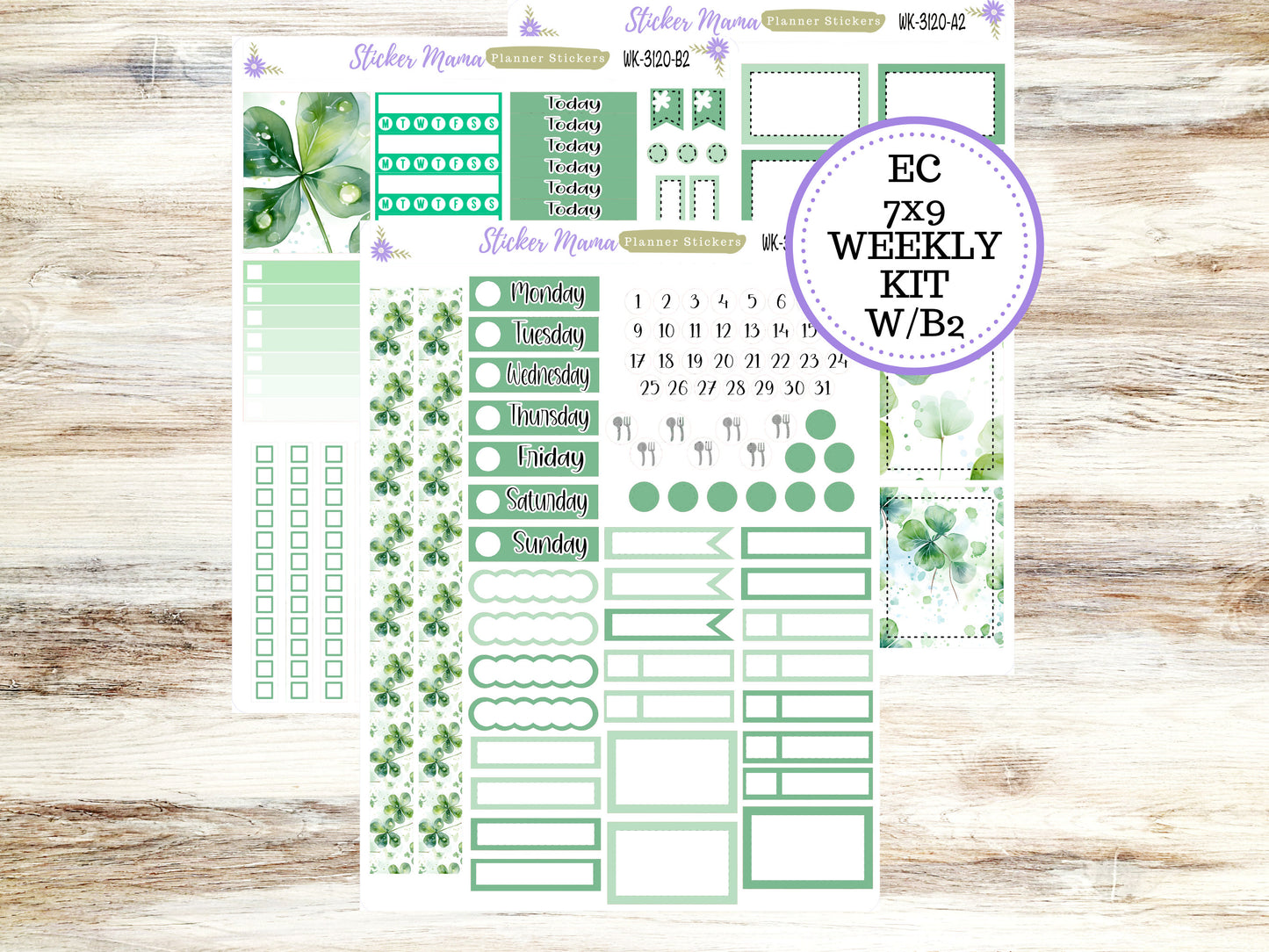 ERIN CONDREN WK-3120 || Shamrock Magic || Weekly Planner Kit || Erin Condren || Hourly Planner Kit || Vertical Planner Kit