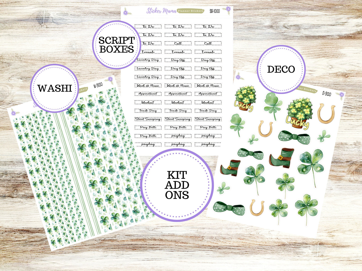 ERIN CONDREN Daily Duo 7x9-Kit #3120 || Shamrock Magic || Erin Condren Planner Stickers - Daily Duo 7x9 Planner - Daily Duo Stickers