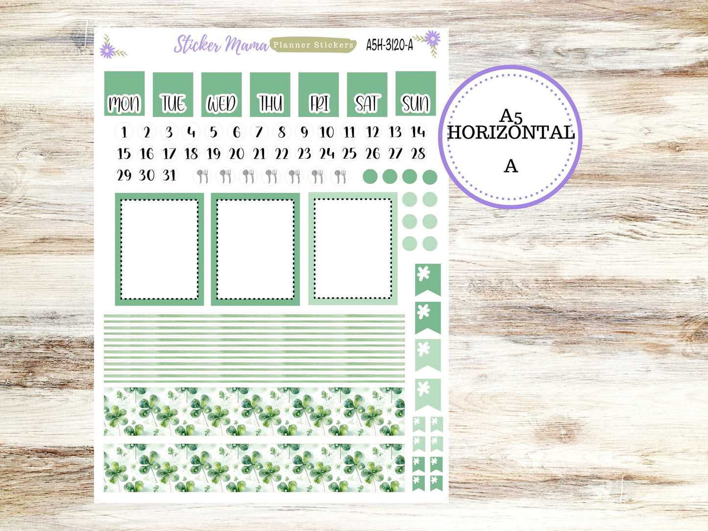 ERIN CONDREN A5 Horizontal || #3120 ||  Shamrock Magic Kit || A5 Weekly Kit || Planner Stickers || Erin Condren A5 Horizontal Weekly Kit