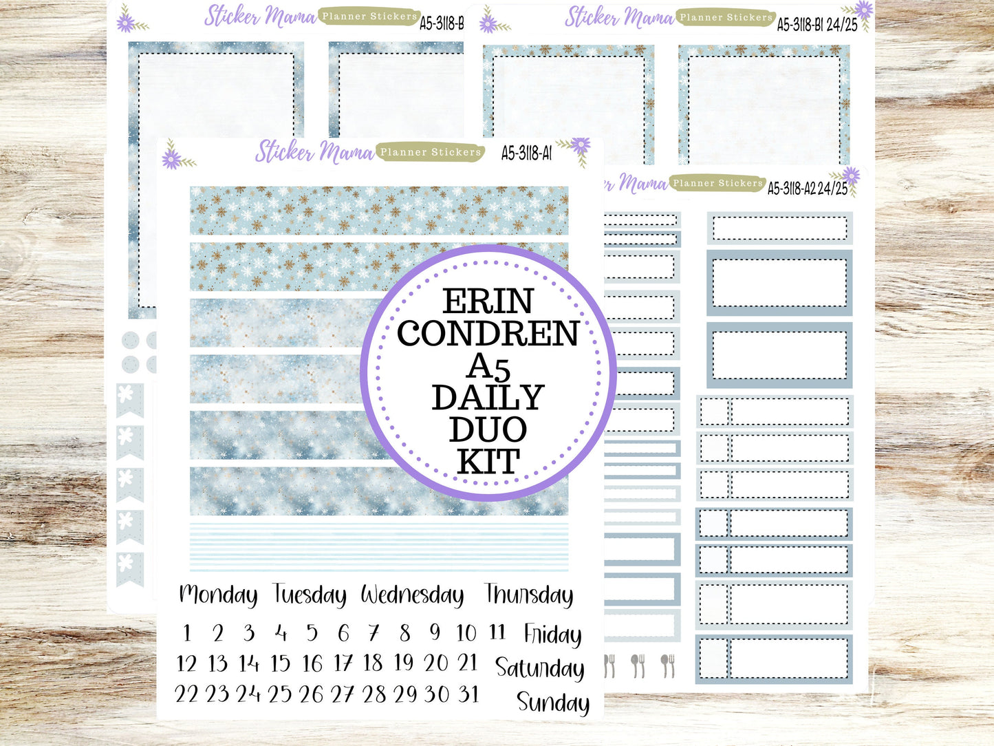 A5-DAILY DUO-Kit #3118  || Arctic Frost || Planner Stickers - Daily Duo A5 Planner - Daily Duo Stickers - Daily Planner