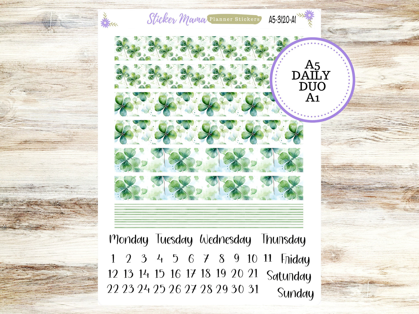 A5-DAILY DUO-Kit #3120  || Shamrock Magic || Planner Stickers - Daily Duo A5 Planner - Daily Duo Stickers - Daily Planner