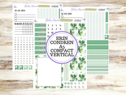 ERIN CONDREN 7x9 Compact Vertical-Kit #3120 || Shamrock Magic - Planner Stickers - Erin Condren Compact Vertical  Weekly Kit