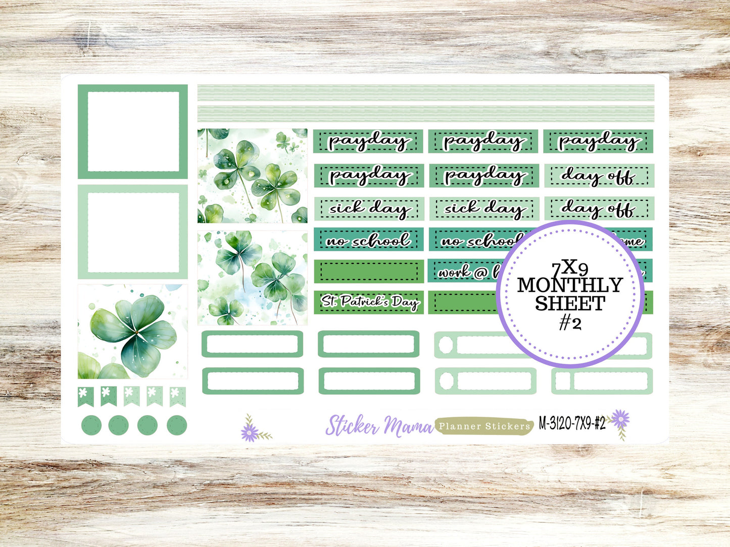 ERIN CONDREN Monthly Kit-3120 || 7X9 ||  Shamrock Magic Monthly  - 7x9 EC February Monthly Kit -  Monthly Planner Kits -  Monthly Budget