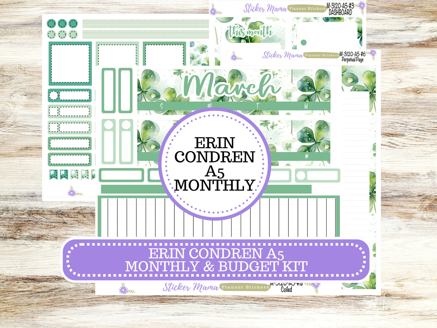 ERIN CONDREN Monthly  Kit-3120 || A5 || Shamrock Magic Stickers  || - ec March Monthly Kit - March Monthly Planner Kits - Monthly