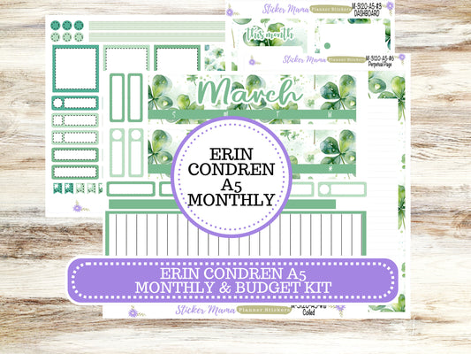 ERIN CONDREN Monthly  Kit-3120 || A5 || Shamrock Magic Stickers  || - ec March Monthly Kit - March Monthly Planner Kits - Monthly