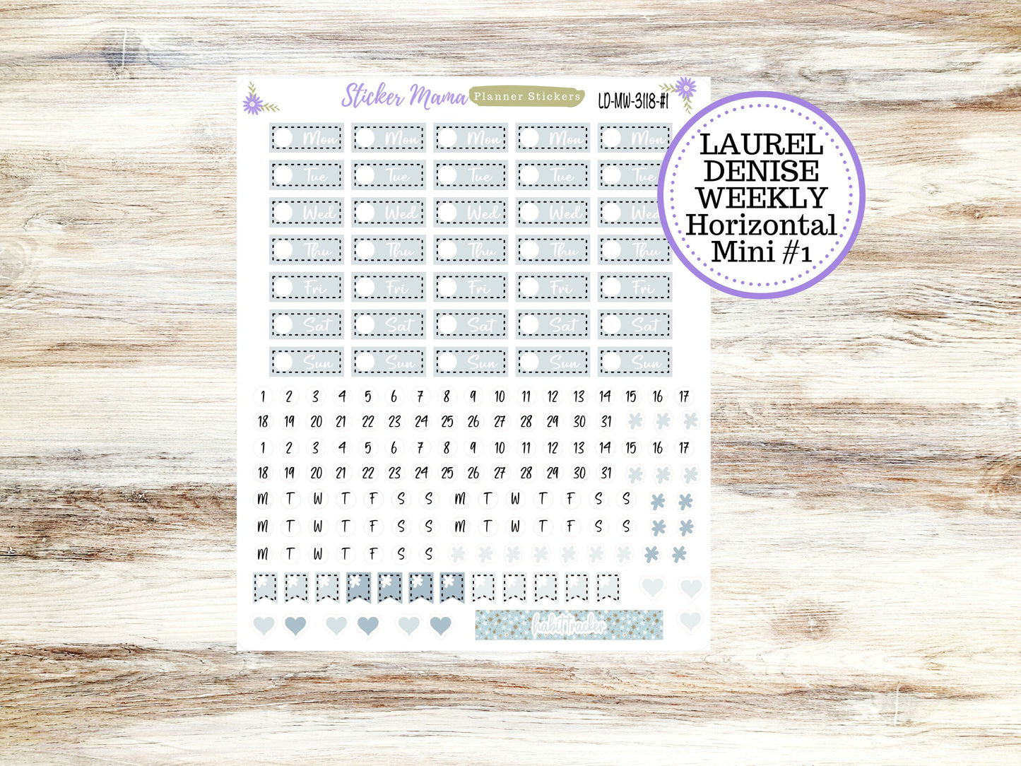 LAUREL DENISE MINI Planner Kit #3118 || Arctic Frost Laurel Denise Kit || L D  Stickers || Laurel Denise Horizontal Vertical || January