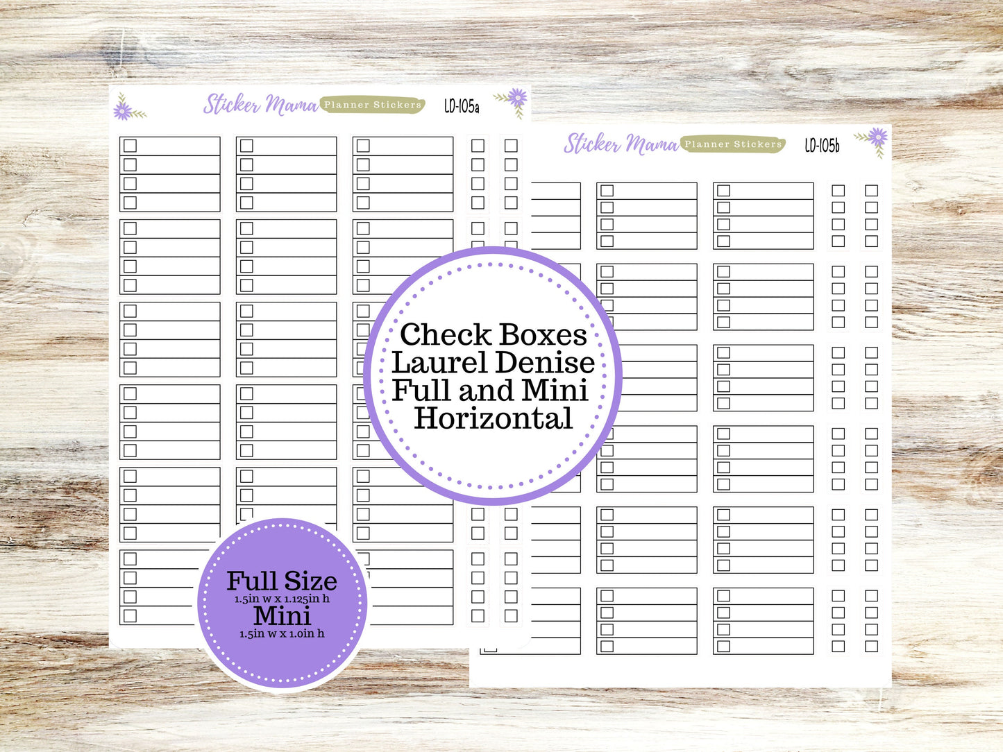 CHECKBOXES LAUREL DENISE Planner - Laurel Denise Horizontal Stickers ||