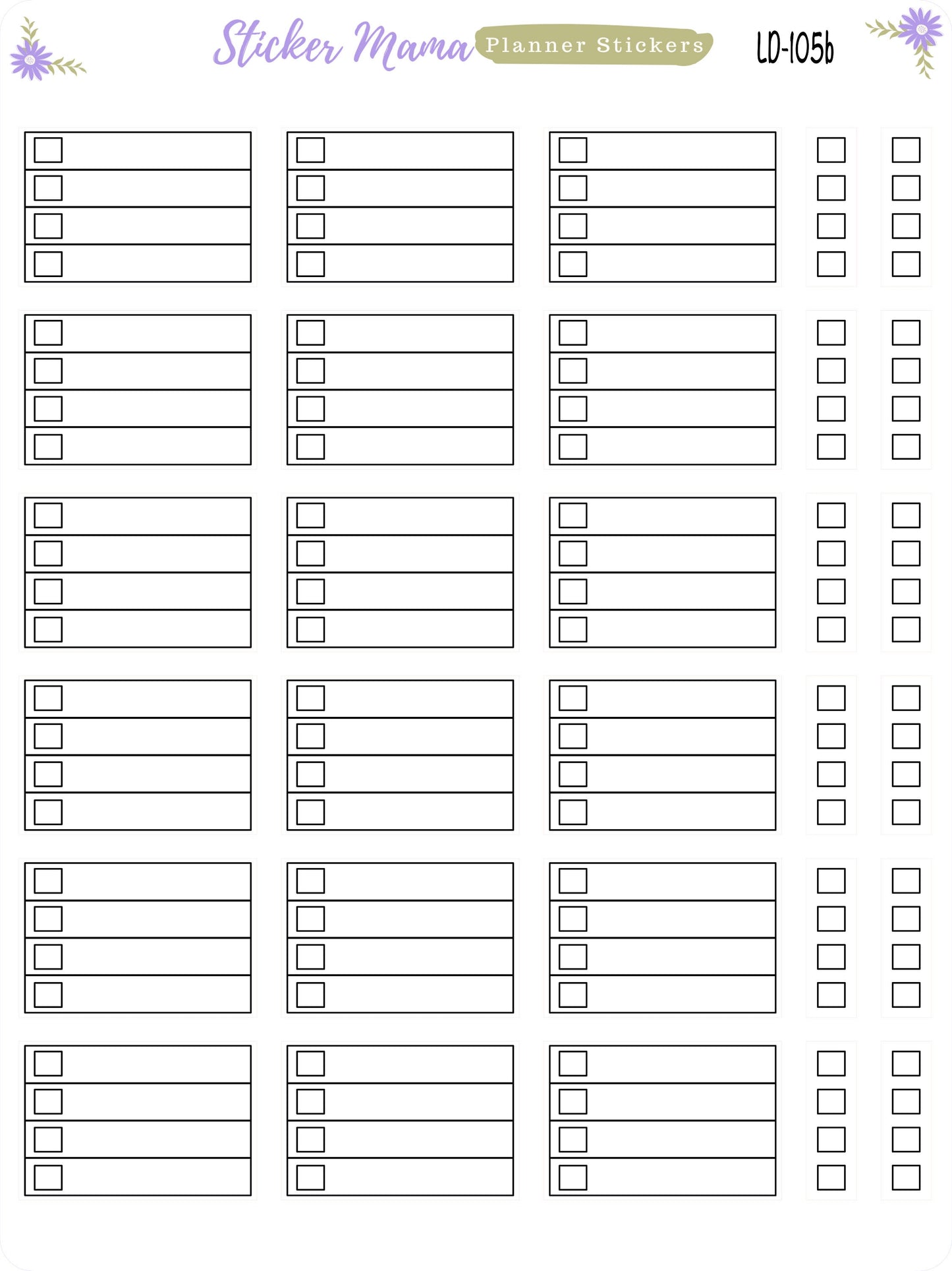 CHECKBOXES LAUREL DENISE Planner - Laurel Denise Horizontal Stickers ||