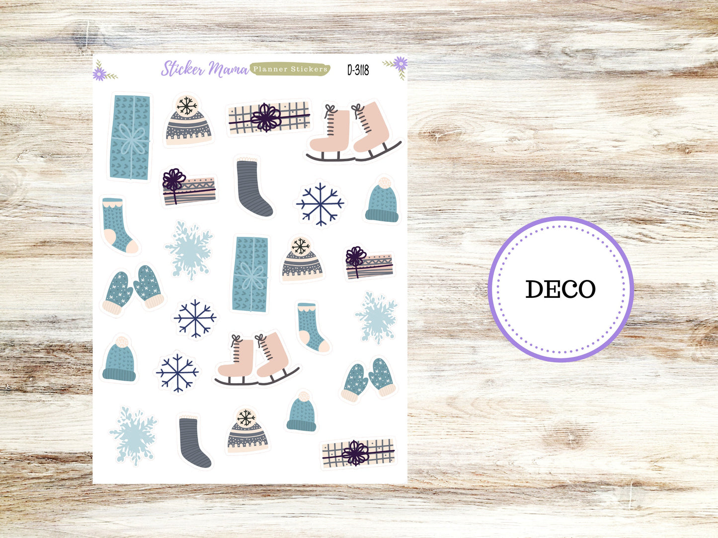 DECO-3118 || Arctic Frost Deco || PLANNER STICKERS || Winter Stickers || January Deco