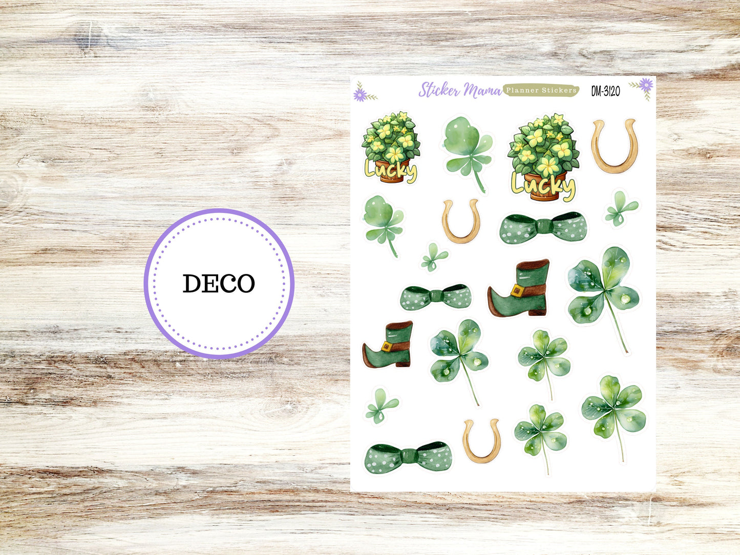 DECO-3120 || Shamrock Magic Deco || PLANNER STICKERS || St Patricks Stickers || March Deco