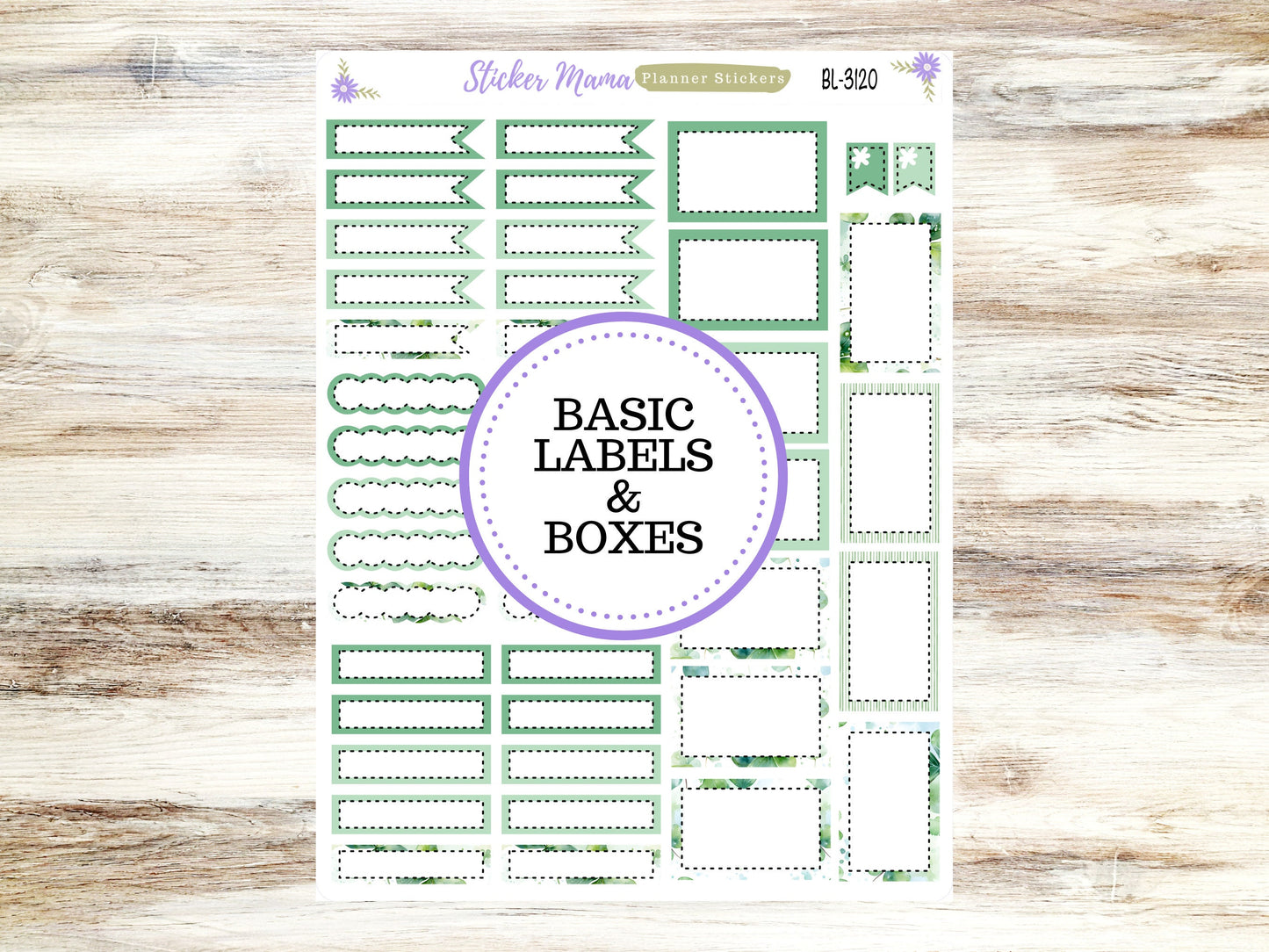 BL-3120 || Shamrock Magic Stickers ||  March Basic Label Stickers - March's Stickers - Half Boxes - Planner Stickers