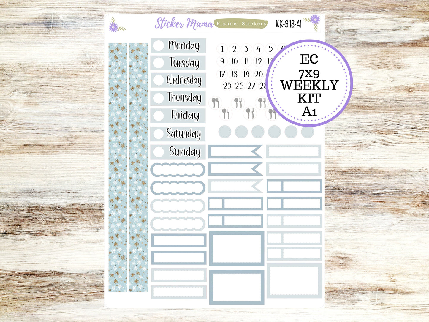 ERIN CONDREN WK-3118 || Arctic Frost || Weekly Planner Kit || Erin Condren || Hourly Planner Kit || Vertical Planner Kit