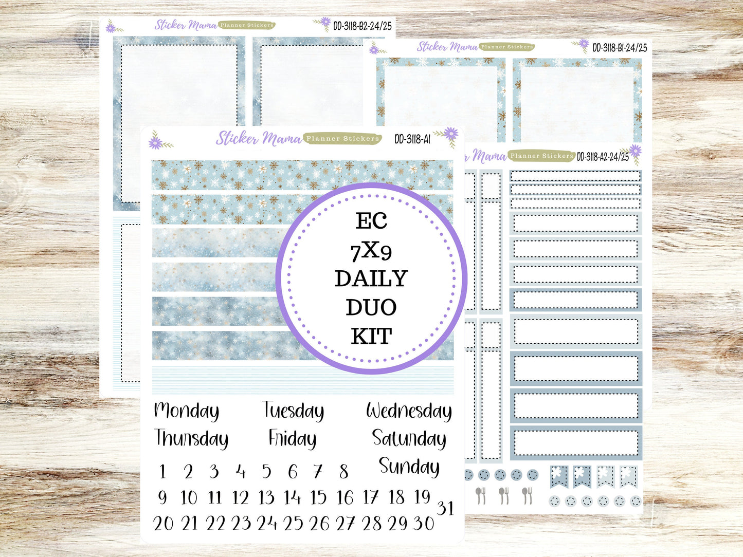 ERIN CONDREN Daily Duo 7x9-Kit #3118 || Arctic Frost || Erin Condren Planner Stickers - Daily Duo 7x9 Planner - Daily Duo Stickers