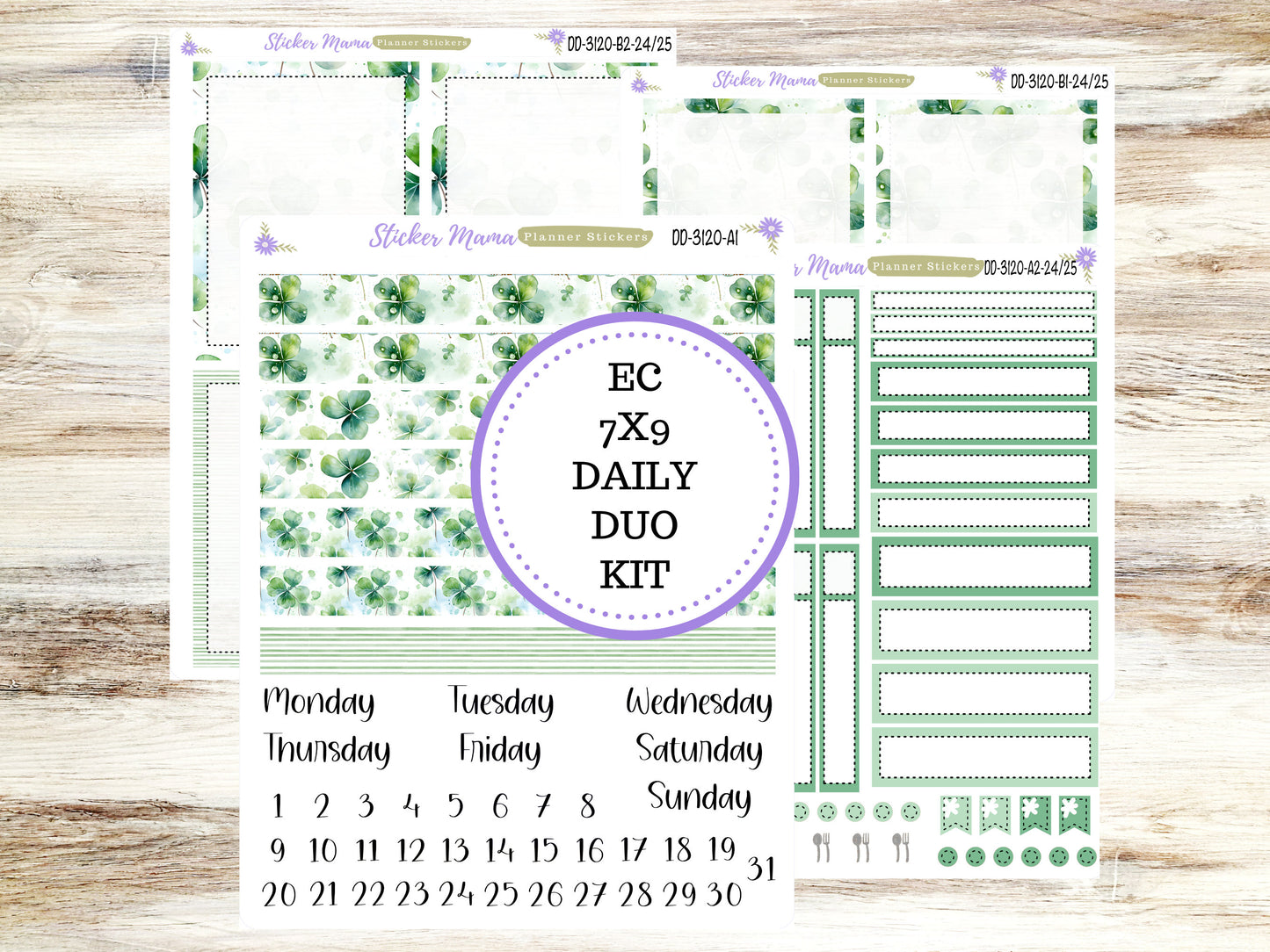 ERIN CONDREN Daily Duo 7x9-Kit #3120 || Shamrock Magic || Erin Condren Planner Stickers - Daily Duo 7x9 Planner - Daily Duo Stickers