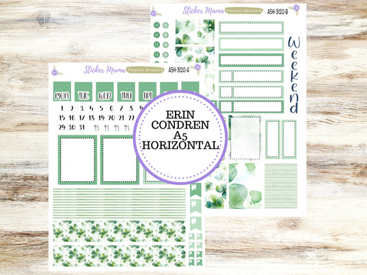 ERIN CONDREN A5 Horizontal || #3120 ||  Shamrock Magic Kit || A5 Weekly Kit || Planner Stickers || Erin Condren A5 Horizontal Weekly Kit