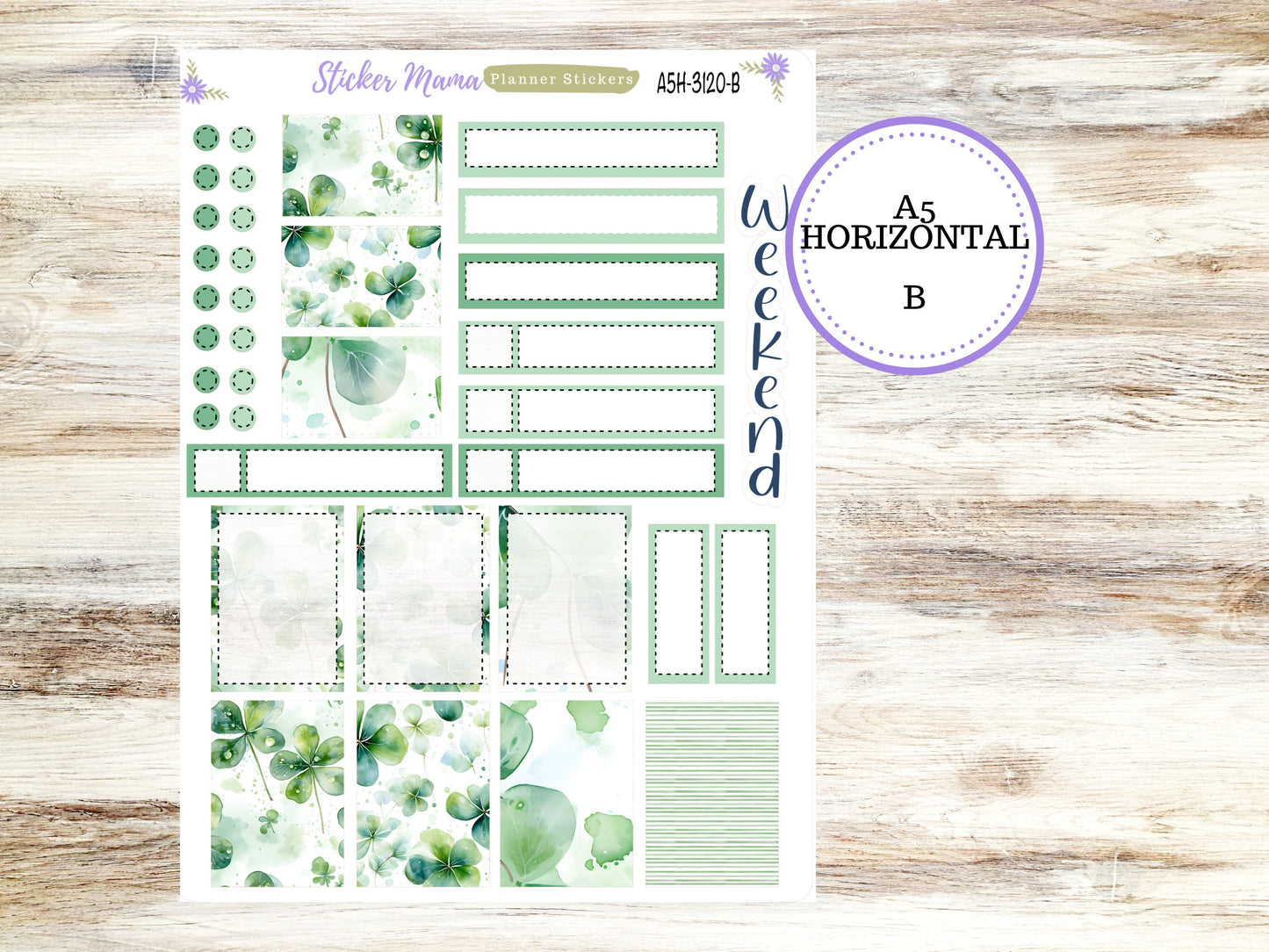 ERIN CONDREN A5 Horizontal || #3120 ||  Shamrock Magic Kit || A5 Weekly Kit || Planner Stickers || Erin Condren A5 Horizontal Weekly Kit