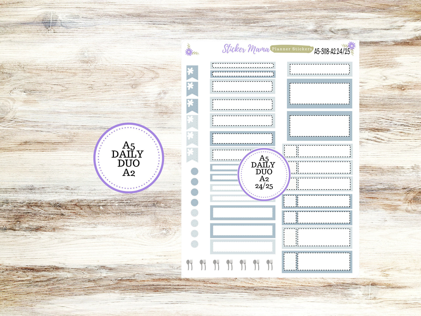 A5-DAILY DUO-Kit #3118  || Arctic Frost || Planner Stickers - Daily Duo A5 Planner - Daily Duo Stickers - Daily Planner