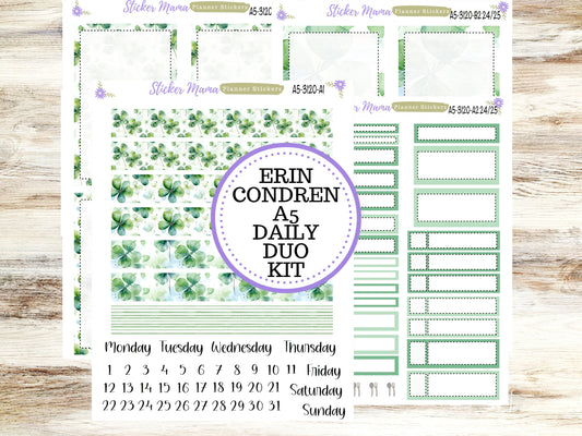 A5-DAILY DUO-Kit #3120  || Shamrock Magic || Planner Stickers - Daily Duo A5 Planner - Daily Duo Stickers - Daily Planner