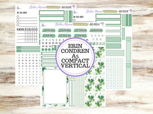 ERIN CONDREN A5 Compact Vertical-Kit #3120 || Shamrock Magic - Planner Stickers - Erin Condren Compact Vertical  Weekly Kit