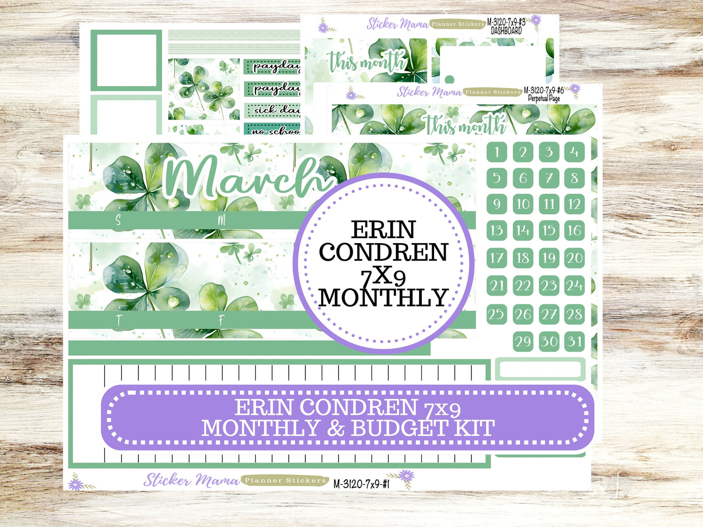 ERIN CONDREN Monthly Kit-3120 || 7X9 ||  Shamrock Magic Monthly  - 7x9 EC February Monthly Kit -  Monthly Planner Kits -  Monthly Budget