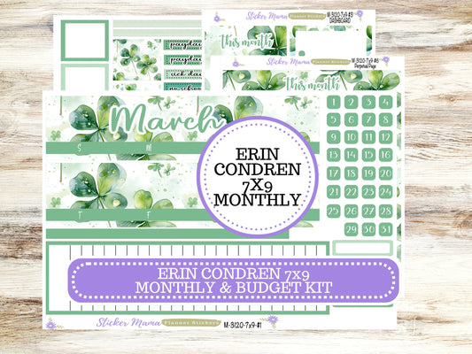 ERIN CONDREN Monthly Kit-3120 || 7X9 ||  Shamrock Magic Monthly  - 7x9 EC February Monthly Kit -  Monthly Planner Kits -  Monthly Budget