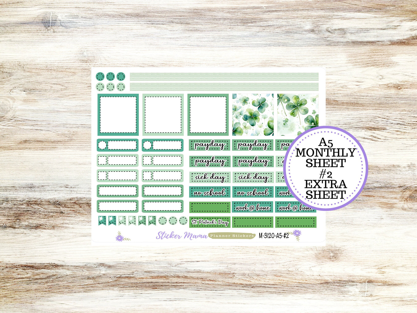 ERIN CONDREN Monthly  Kit-3120 || A5 || Shamrock Magic Stickers  || - ec March Monthly Kit - March Monthly Planner Kits - Monthly