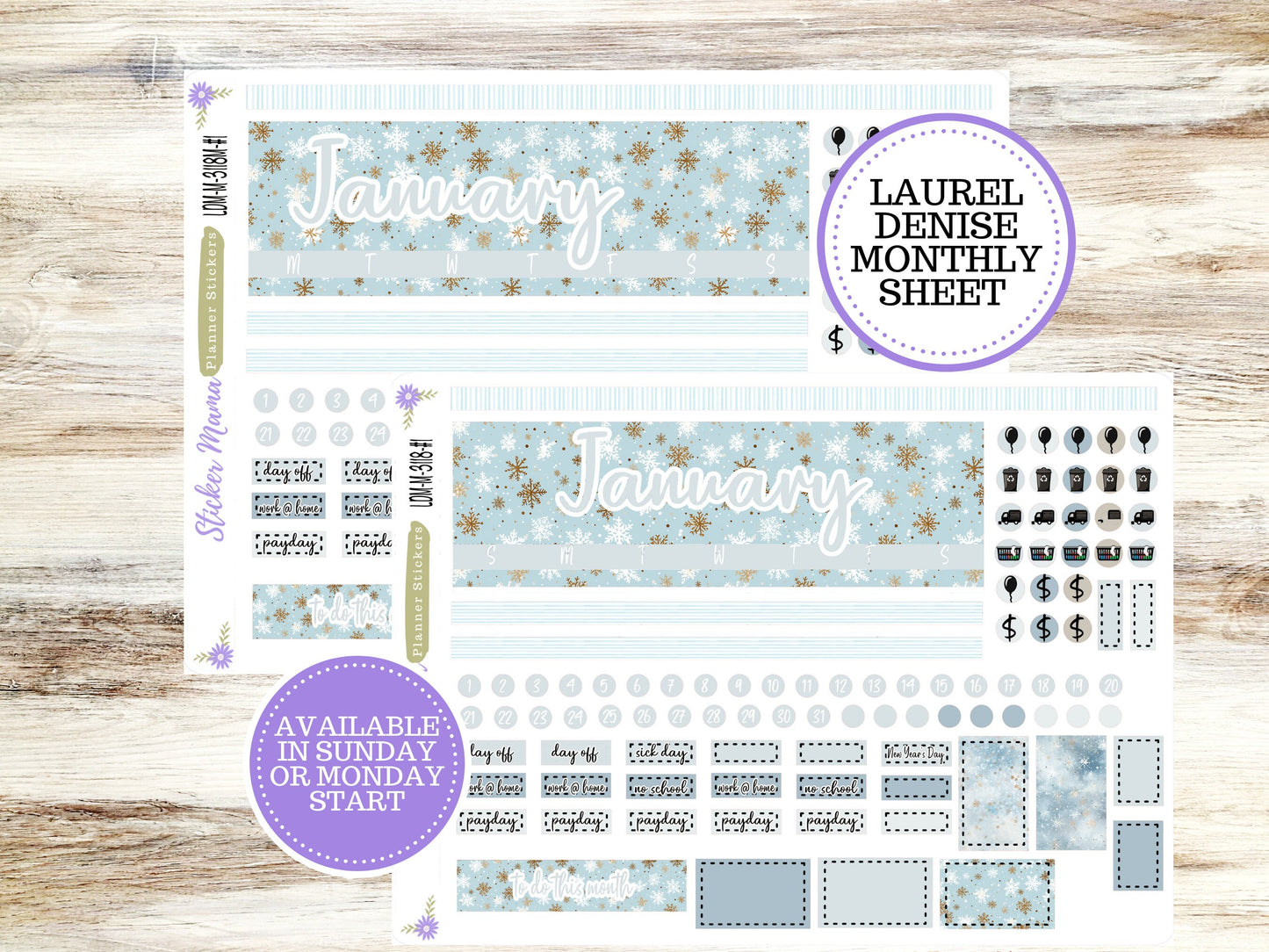 LAUREL DENISE MINI Planner Kit #3118 || Arctic Frost Laurel Denise Kit || L D  Stickers || Laurel Denise Horizontal Vertical || January