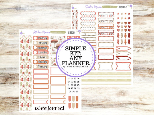 SIMPLE KIT  || #3202 || Mushroom Bloom || Any Kind Planner || Planner Stickers || Planner Stickers