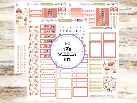 ERIN CONDREN WK-3202 || Mushroom Bloom || Weekly Planner Kit || Erin Condren || Hourly Planner Kit || March Vertical Planner Kit