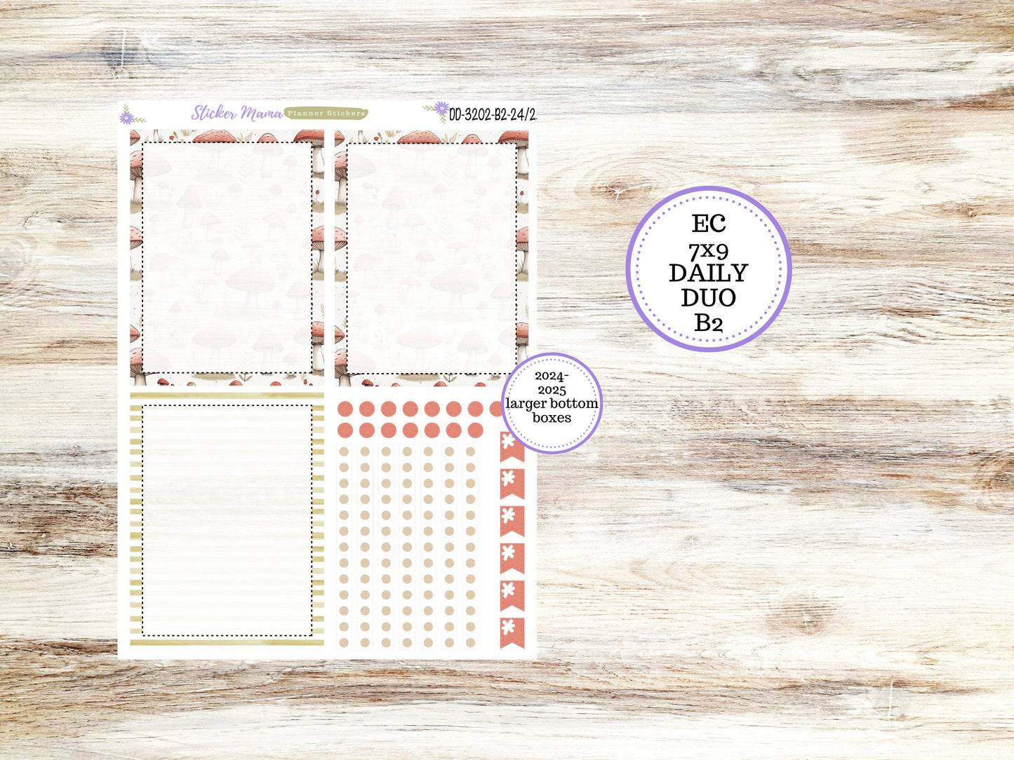 ERIN CONDREN Daily Duo 7x9-Kit #3202 || Mushroom Bloom || Erin Condren Planner Stickers - Daily Duo 7x9 Planner - Daily Duo Stickers