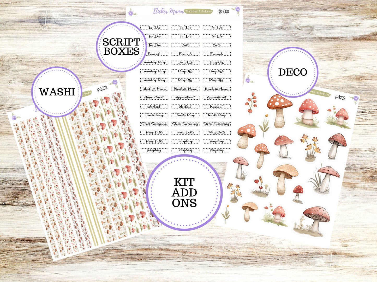 ERIN CONDREN Daily Duo 7x9-Kit #3202 || Mushroom Bloom || Erin Condren Planner Stickers - Daily Duo 7x9 Planner - Daily Duo Stickers