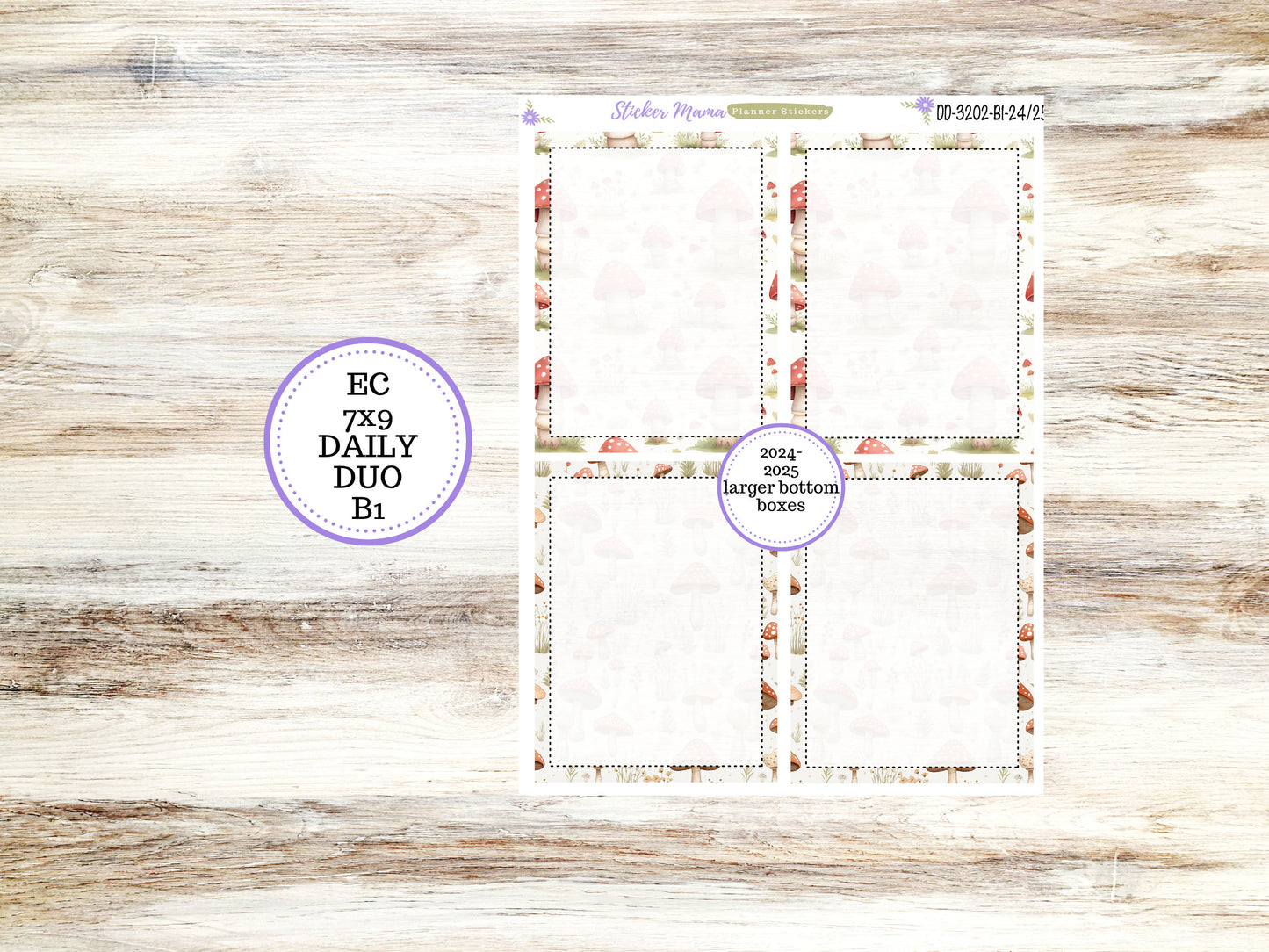 ERIN CONDREN Daily Duo 7x9-Kit #3202 || Mushroom Bloom || Erin Condren Planner Stickers - Daily Duo 7x9 Planner - Daily Duo Stickers