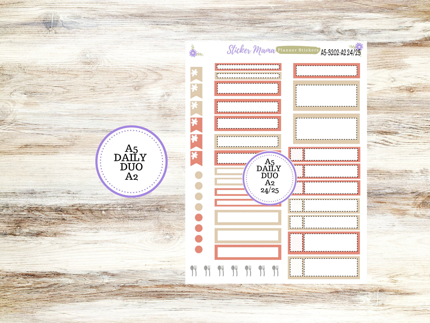 A5-DAILY DUO-Kit #3202  || Mushroom Bloom || March Planner Stickers - Daily Duo A5 Planner - Daily Duo Stickers - Daily Planner