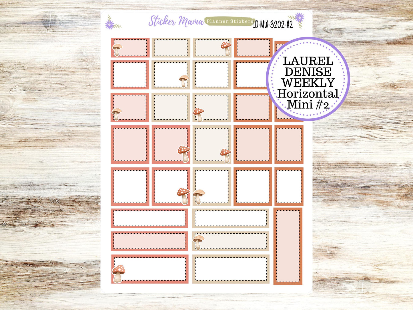 LAUREL DENISE MINI Planner Kit #3202 || Laurel Denise Kit || Laurel Denise Stickers || Laurel Denise Horizontal Vertical || Mushroom Bloom