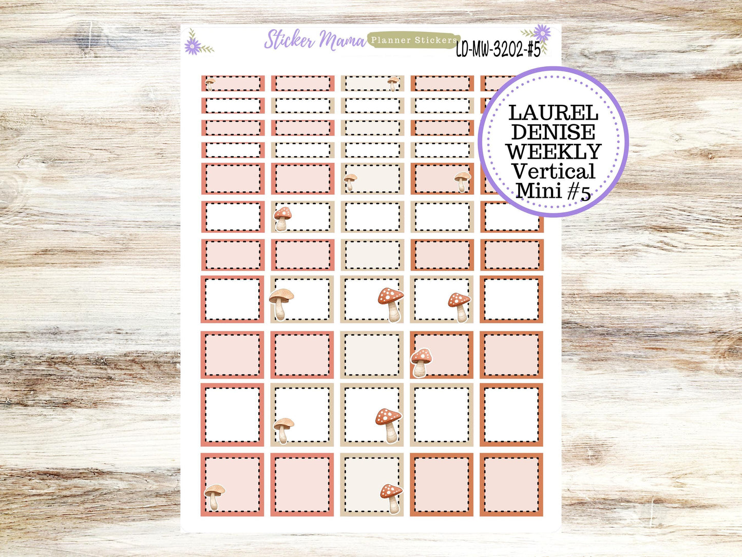 LAUREL DENISE MINI Planner Kit #3202 || Laurel Denise Kit || Laurel Denise Stickers || Laurel Denise Horizontal Vertical || Mushroom Bloom