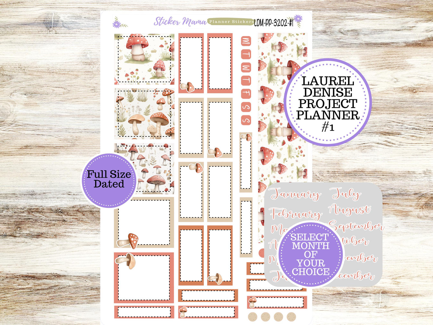 LAUREL DENISE PROJECT December Planner Kit #3202 || Mushroom Bloom || Laurel Denise Kit || Laurel Denise Stickers ||  || Any Month ld