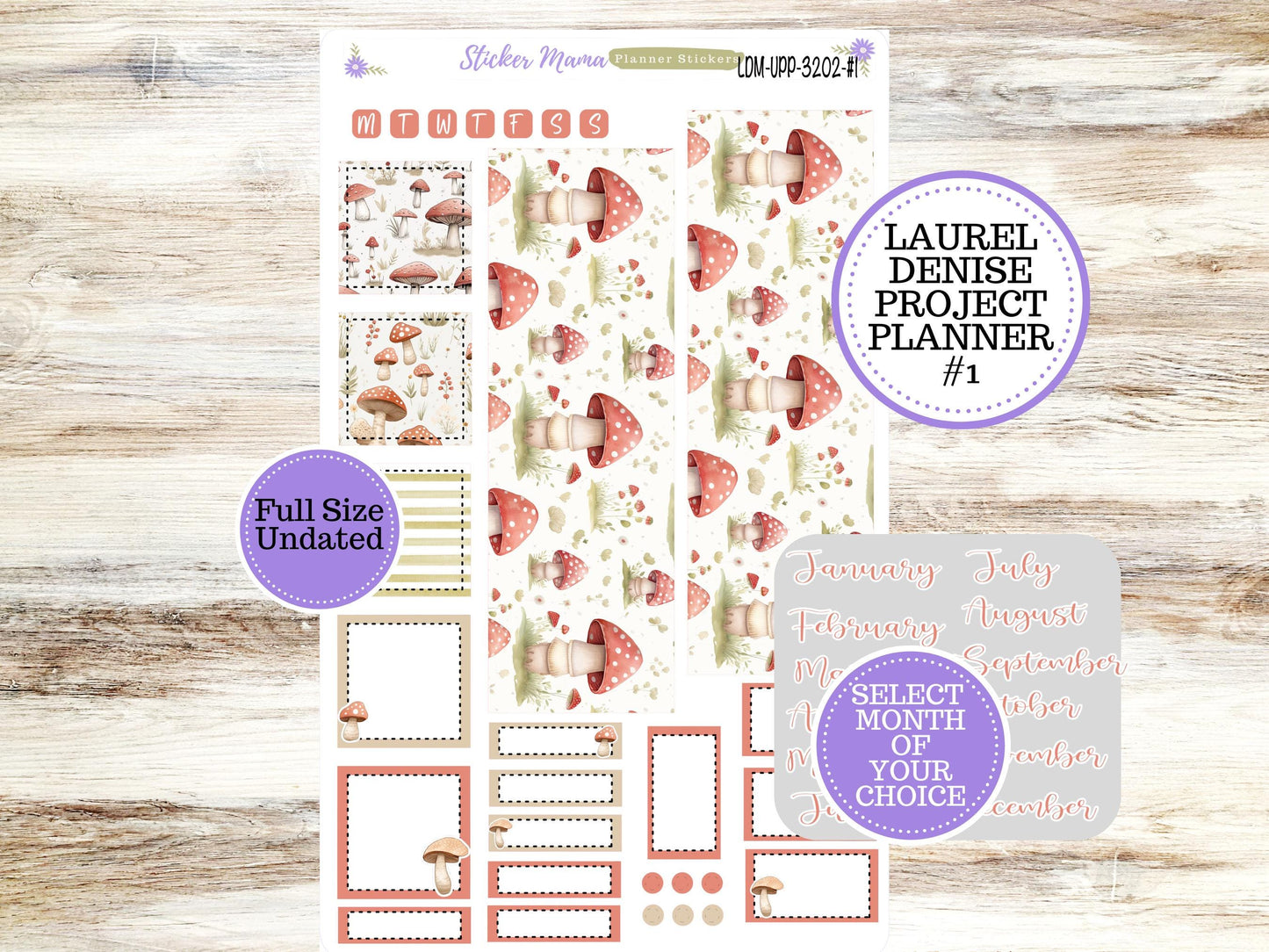 LAUREL DENISE PROJECT December Planner Kit #3202 || Mushroom Bloom || Laurel Denise Kit || Laurel Denise Stickers ||  || Any Month ld