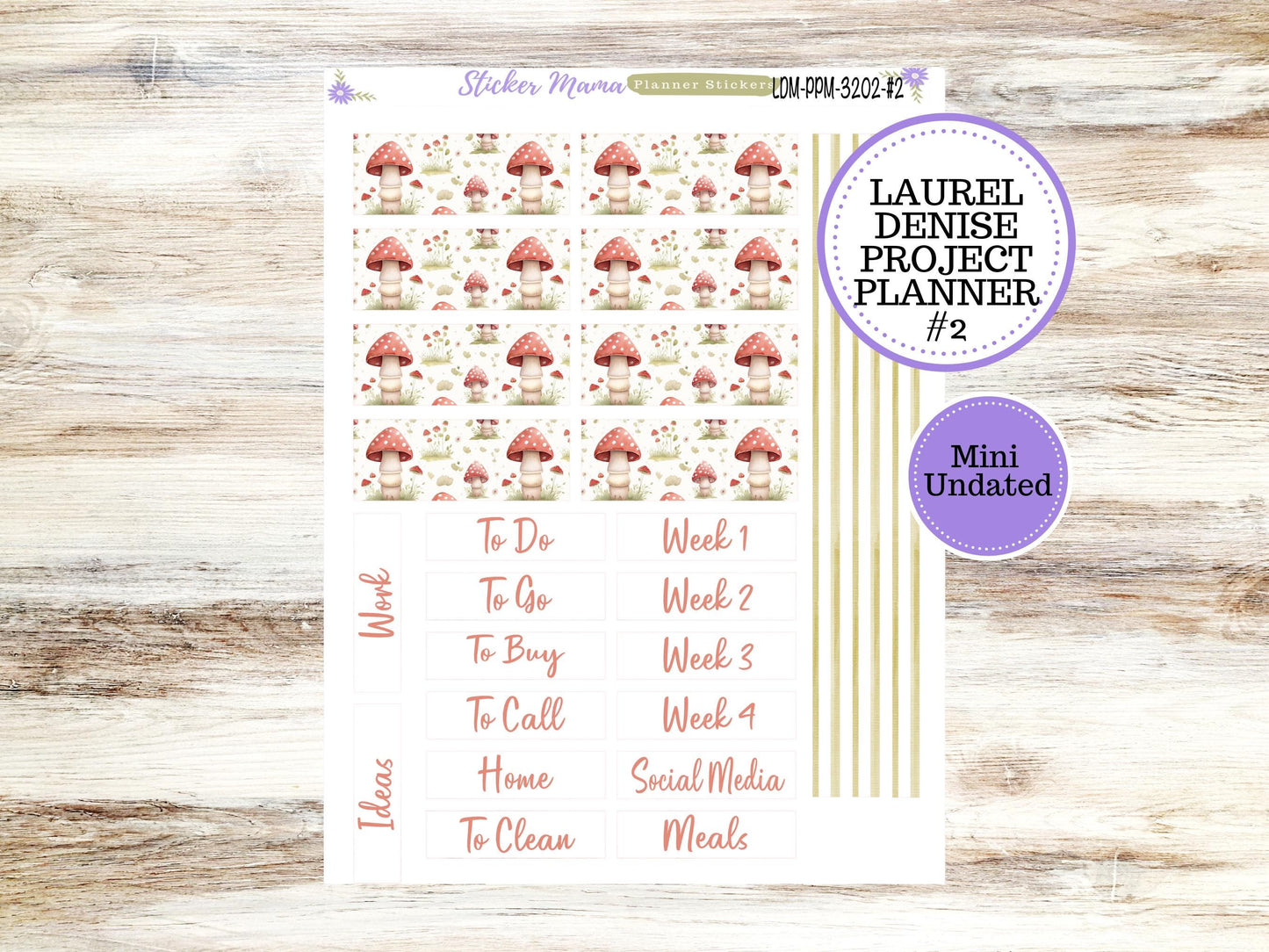 LAUREL DENISE PROJECT December Planner Kit #3202 || Mushroom Bloom || Laurel Denise Kit || Laurel Denise Stickers ||  || Any Month ld