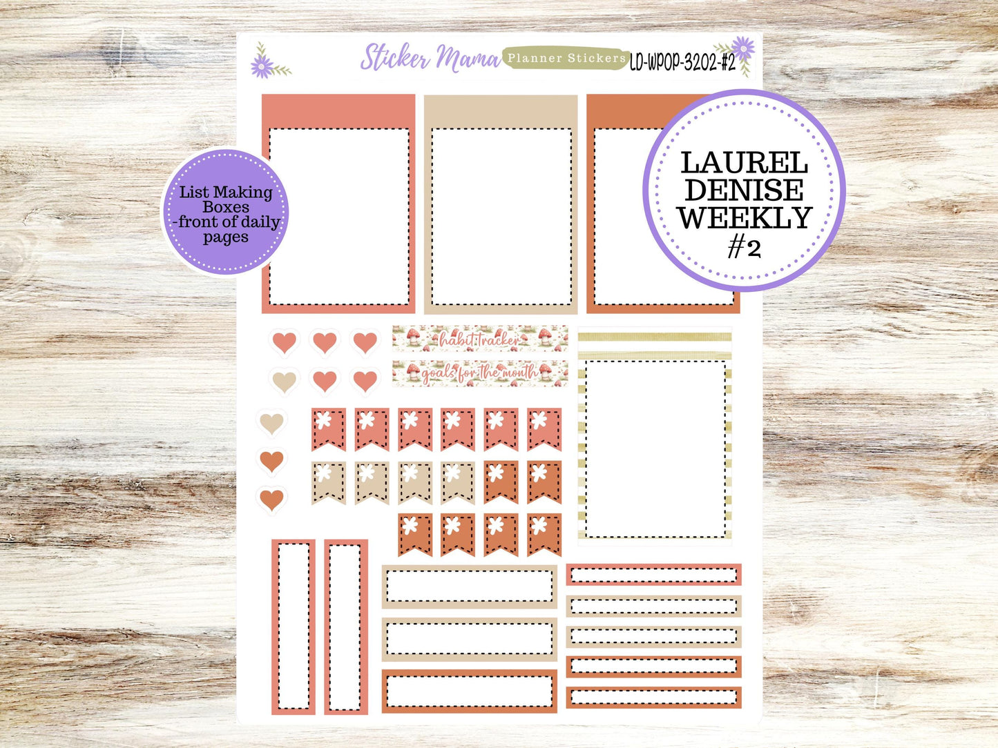 LAUREL DENISE PORTRAIT || Planner Kit #3202 || Mushroom Bloom || Laurel Denise Kit || Laurel Denise Stickers ||  ld