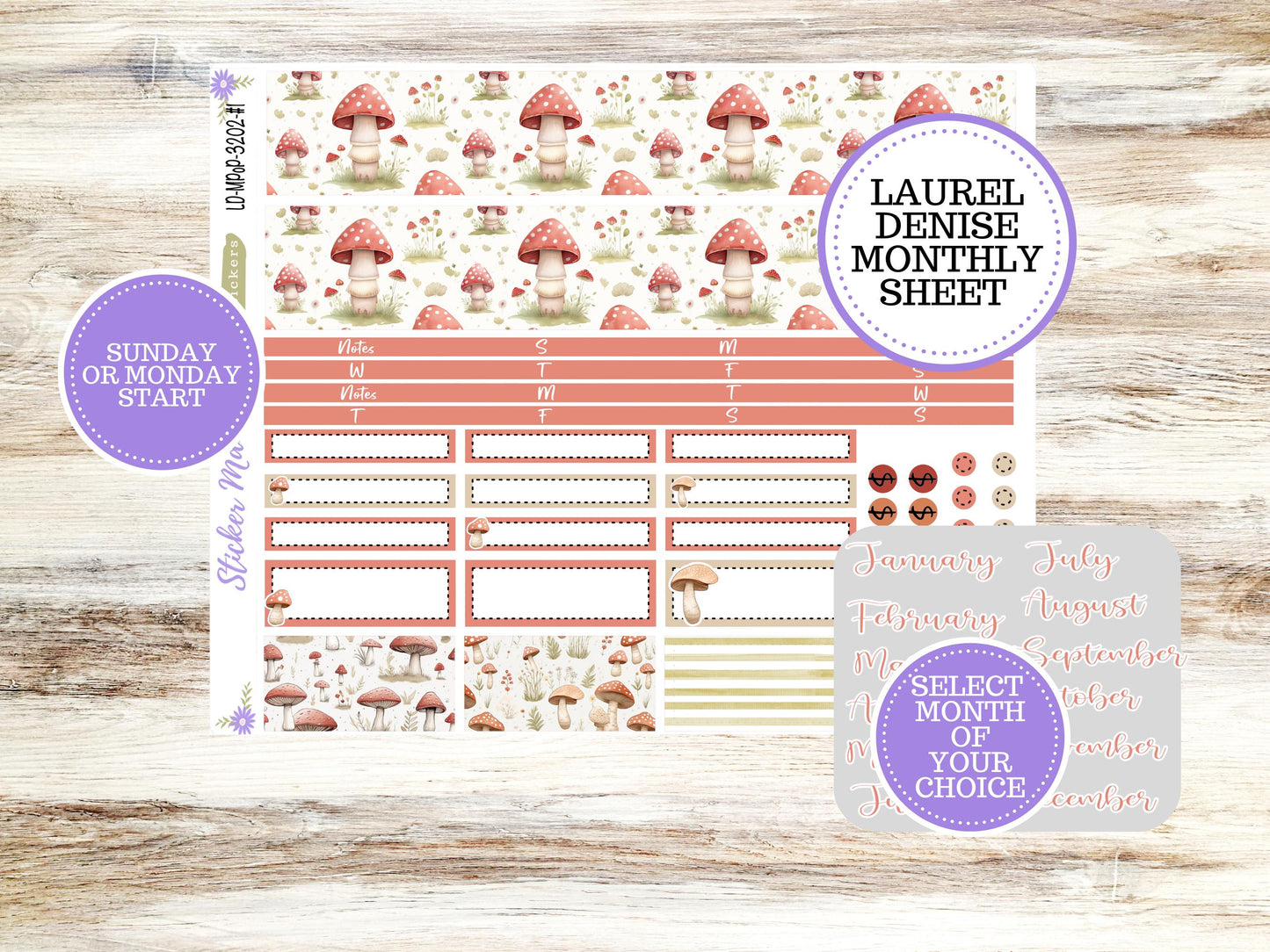 LAUREL DENISE PORTRAIT || Planner Kit #3202 || Mushroom Bloom || Laurel Denise Kit || Laurel Denise Stickers ||  ld