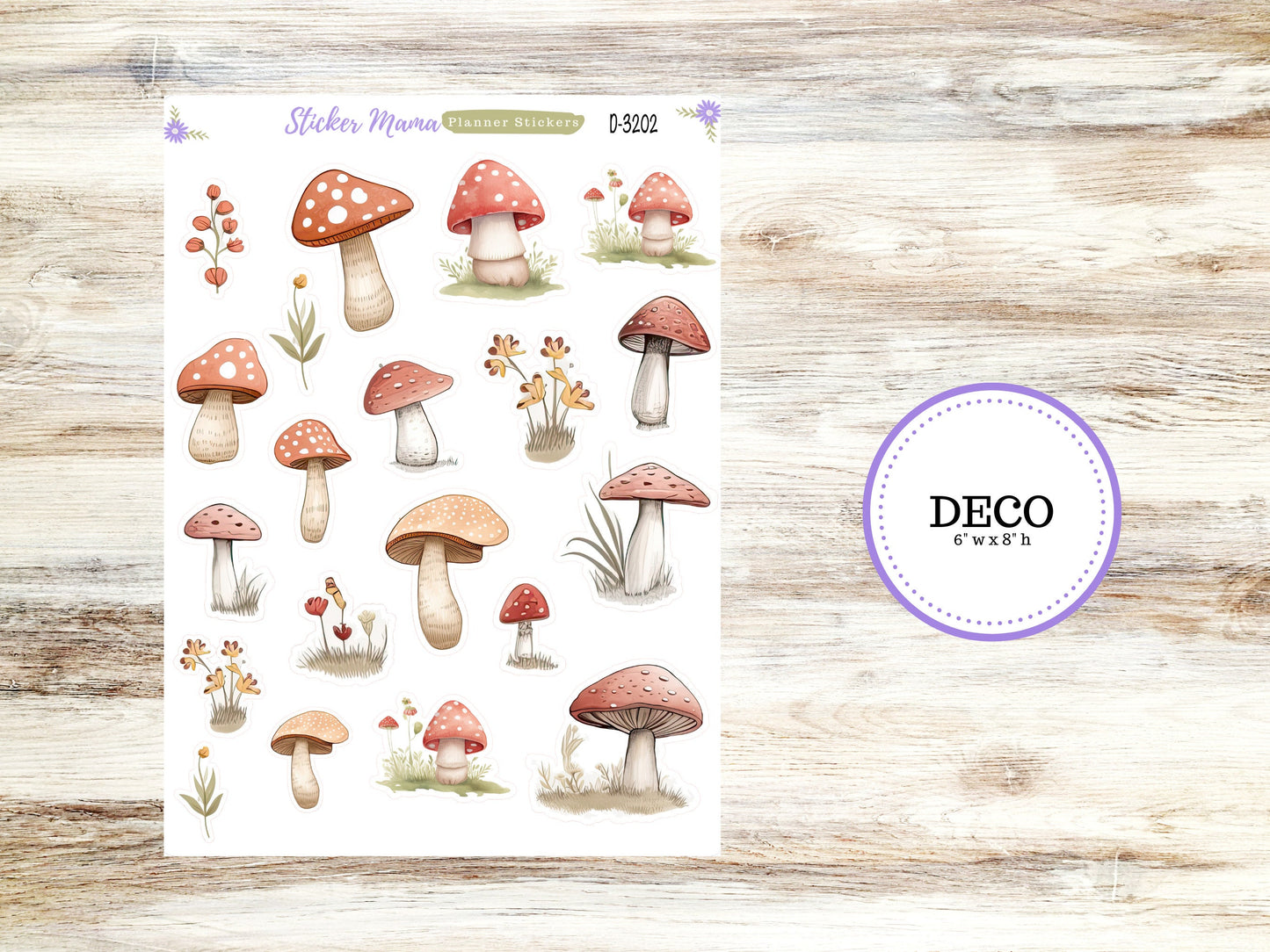 DECO-3202 || Mushroom Bloom Deco || PLANNER STICKERS || Deco Stickers || Mushroom Deco