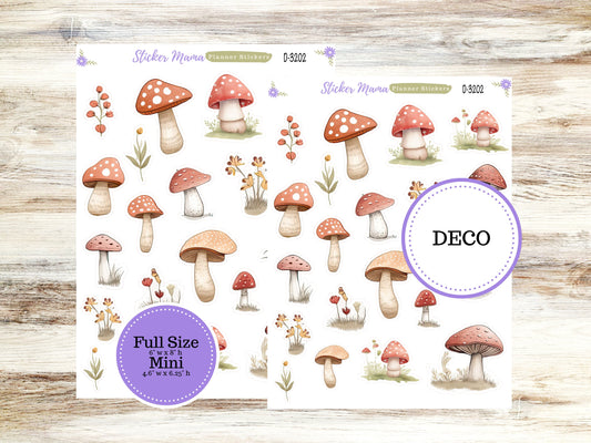 DECO-3202 || Mushroom Bloom Deco || PLANNER STICKERS || Deco Stickers || Mushroom Deco