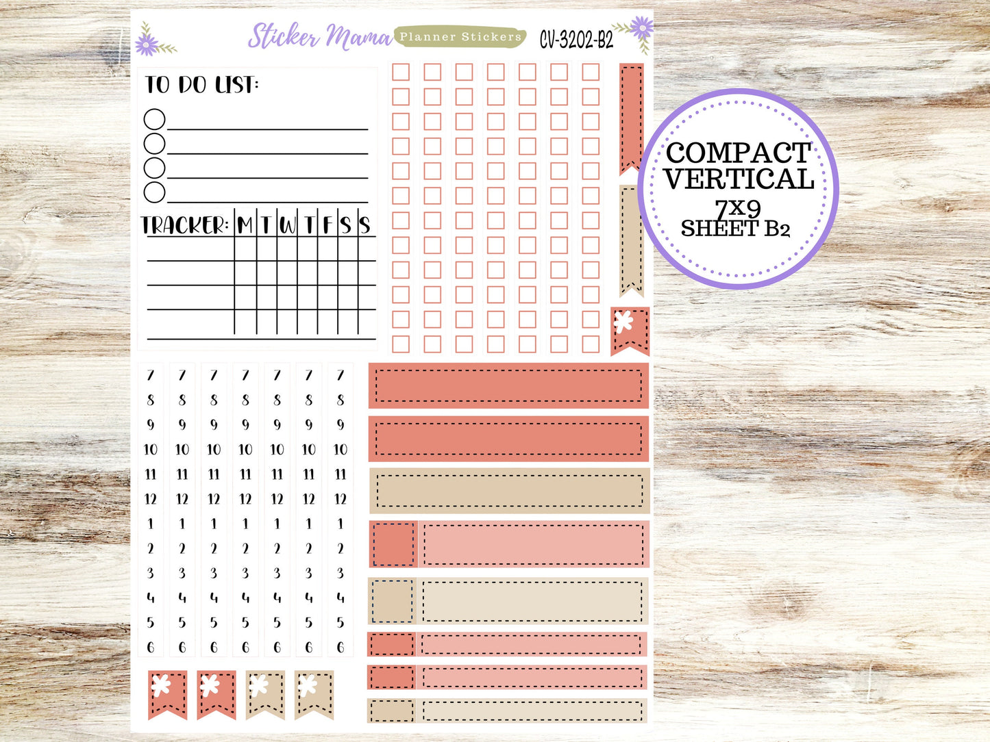 ERIN CONDREN 7x9 Compact Vertical-Kit #3202 || Mushroom Bloom - Planner Stickers - Erin Condren Compact Vertical  Weekly Kit