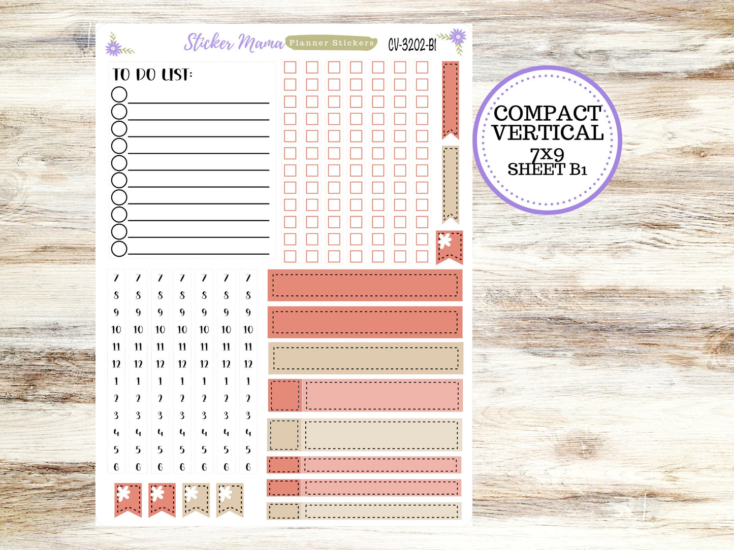 ERIN CONDREN 7x9 Compact Vertical-Kit #3202 || Mushroom Bloom - Planner Stickers - Erin Condren Compact Vertical  Weekly Kit