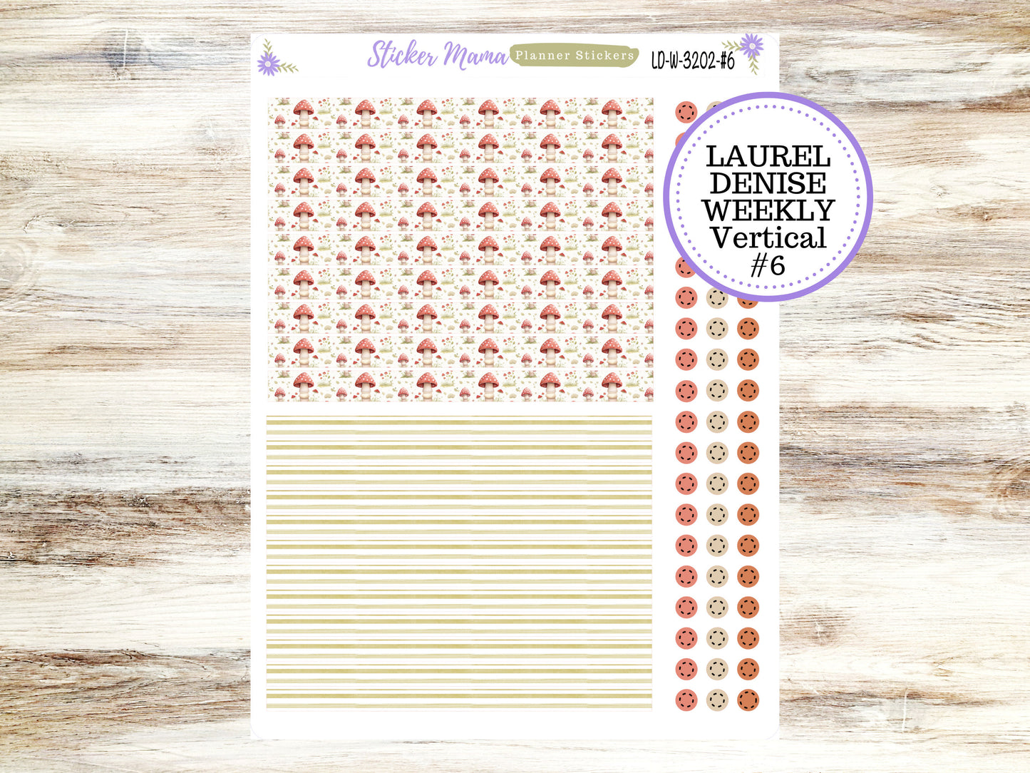 LAUREL DENISE PLANNER Kit #3202 || Laurel Denise Kit || Laurel Denise Stickers || Laurel Denise Horizontal Vertical || Mushroom Bloom