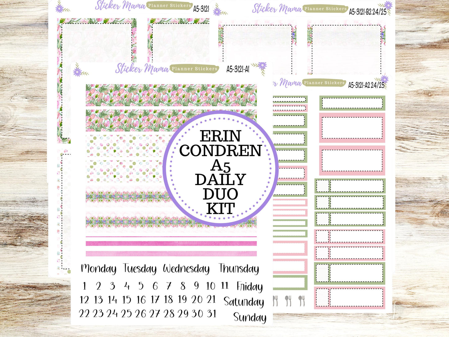 A5-DAILY DUO-Kit #3121  || Easter Petals || April Planner Stickers - Daily Duo A5 Planner - Daily Duo Stickers - Daily Planner