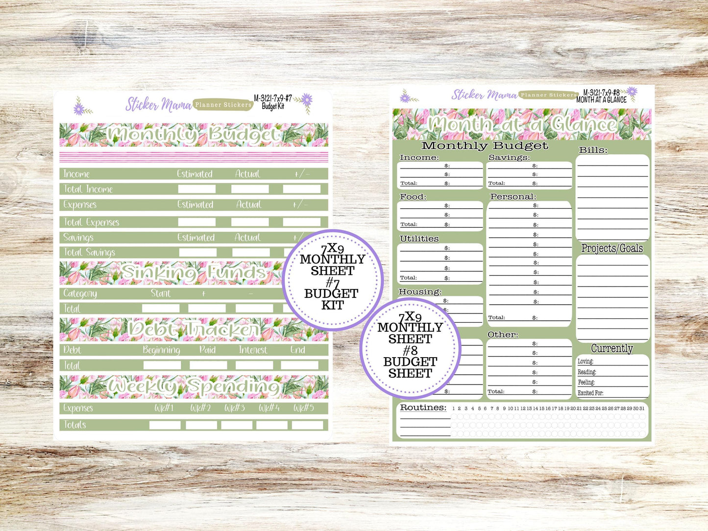 ERIN CONDREN Monthly Kit-3121 || 7X9 ||  Easter Petals Monthly  - 7x9 EC Any Monthly Kit - Mushroom Monthly Planner Kits -  Monthly Budget